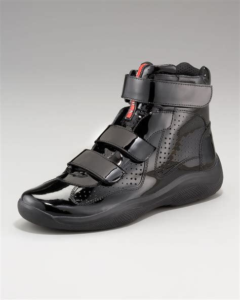 prada sneakwrs|high top Prada sneakers.